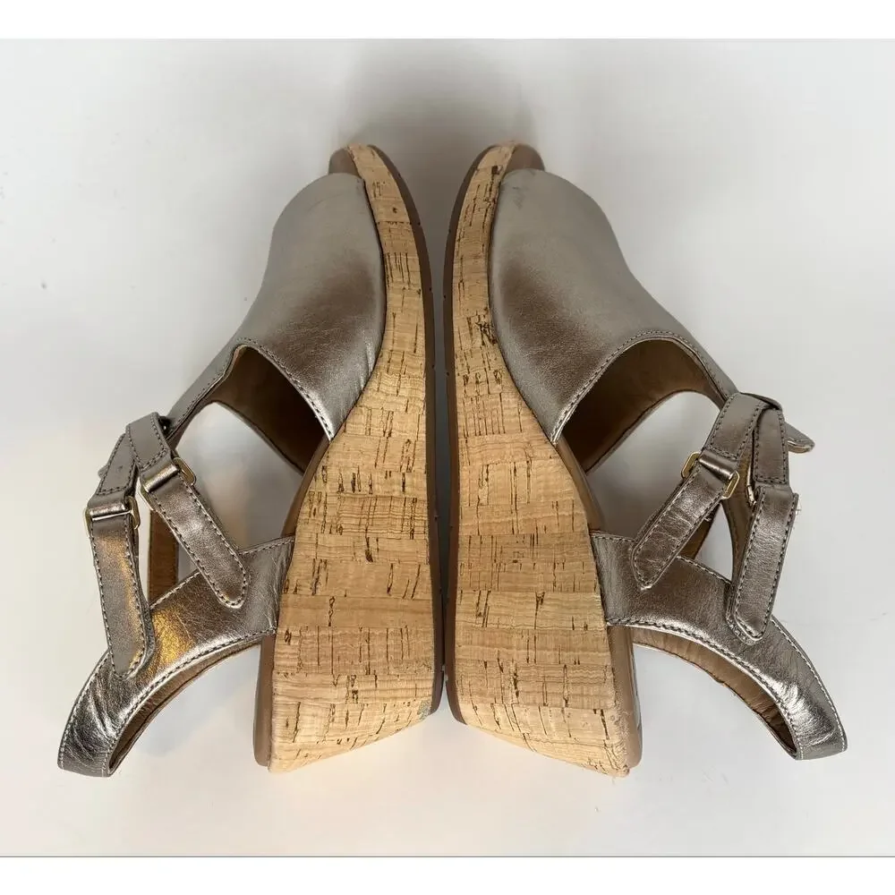 Clarks Unstructured Women’s 8.5 Un Plaza Way Sandal Wedge Heel Ankle Strap Cork